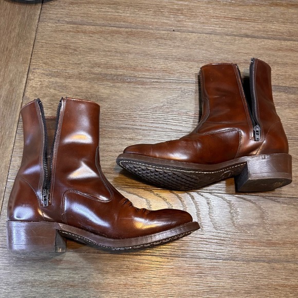 Vintage Texas American Made Brown Leather Western Zip Ankle Cowboy Boots 8.5EE M - Picture 8 of 15